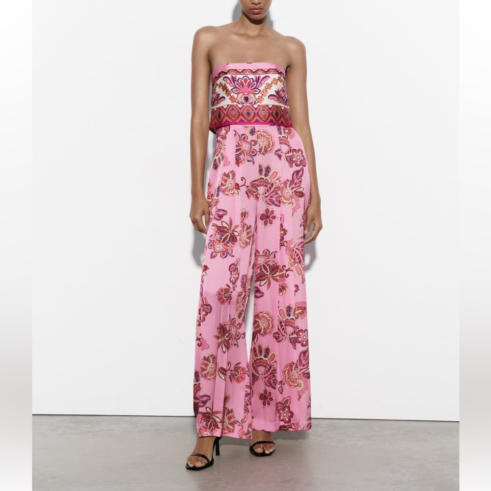 Strapless Floral Print Jumpsuit